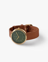 DUSTY OLIVE BROWN 34MM + NAVY LEATHER STRAP SET