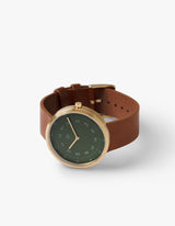 DUSTY OLIVE BROWN 40MM + NAVY LEATHER STRAP SET
