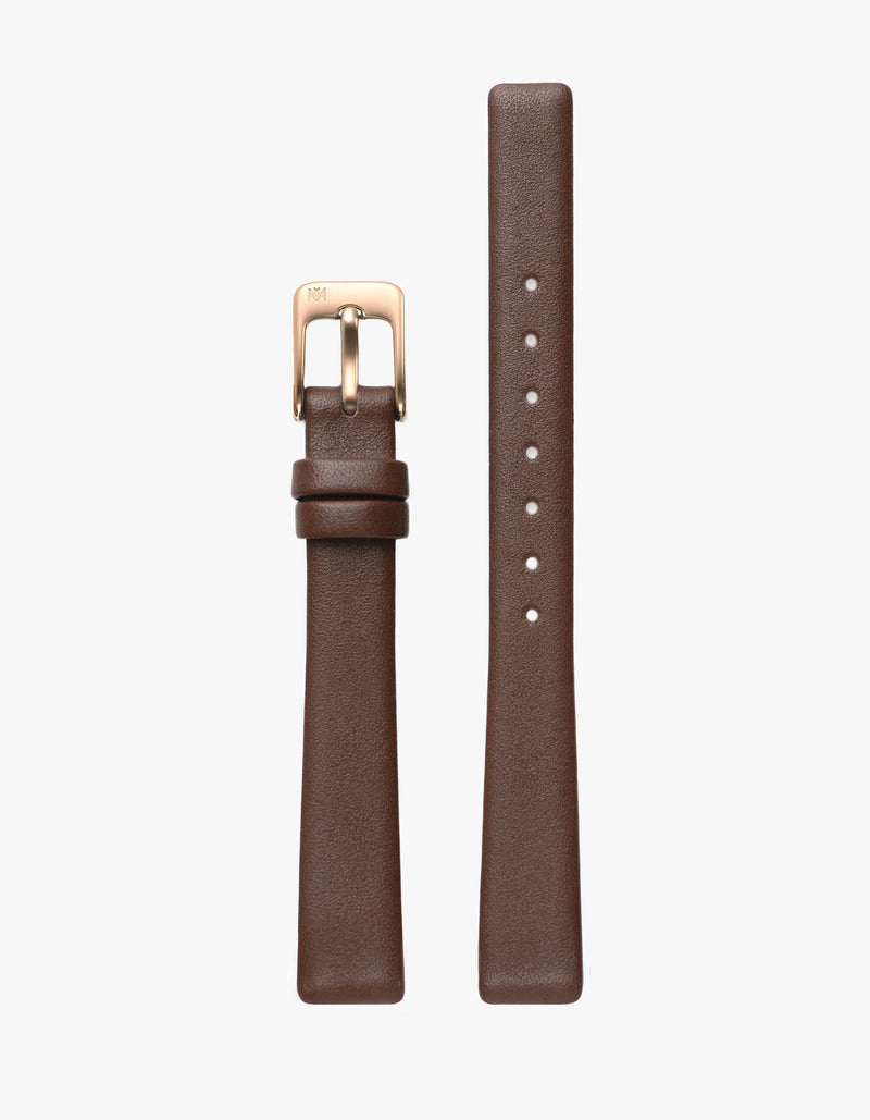 12mm Mahogany Leather Strap (Rosegold)