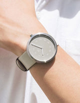 SMOKE GREEN OFFWHITE 40MM + NAVY LEATHER STRAP SET  (SILVER)