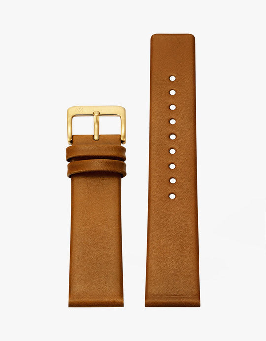 20mm Deco Brown Leather Strap (Gold)